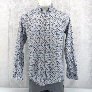 BRAX Shirt Mens Medium Cosy Light Flannel Modern Fit Gray Snowflakes Long Sleeve